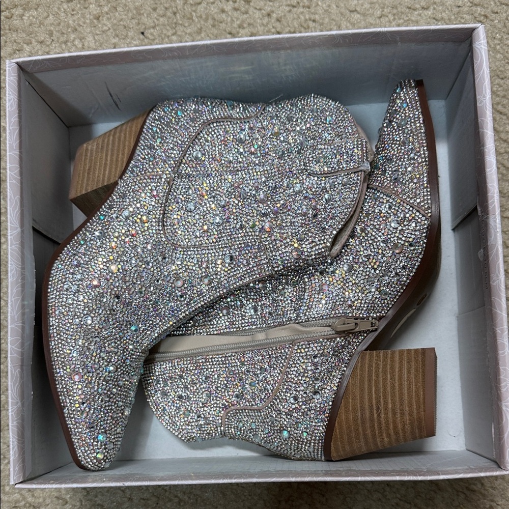 Sincerely Jules Glittering Silver Ankle Boots